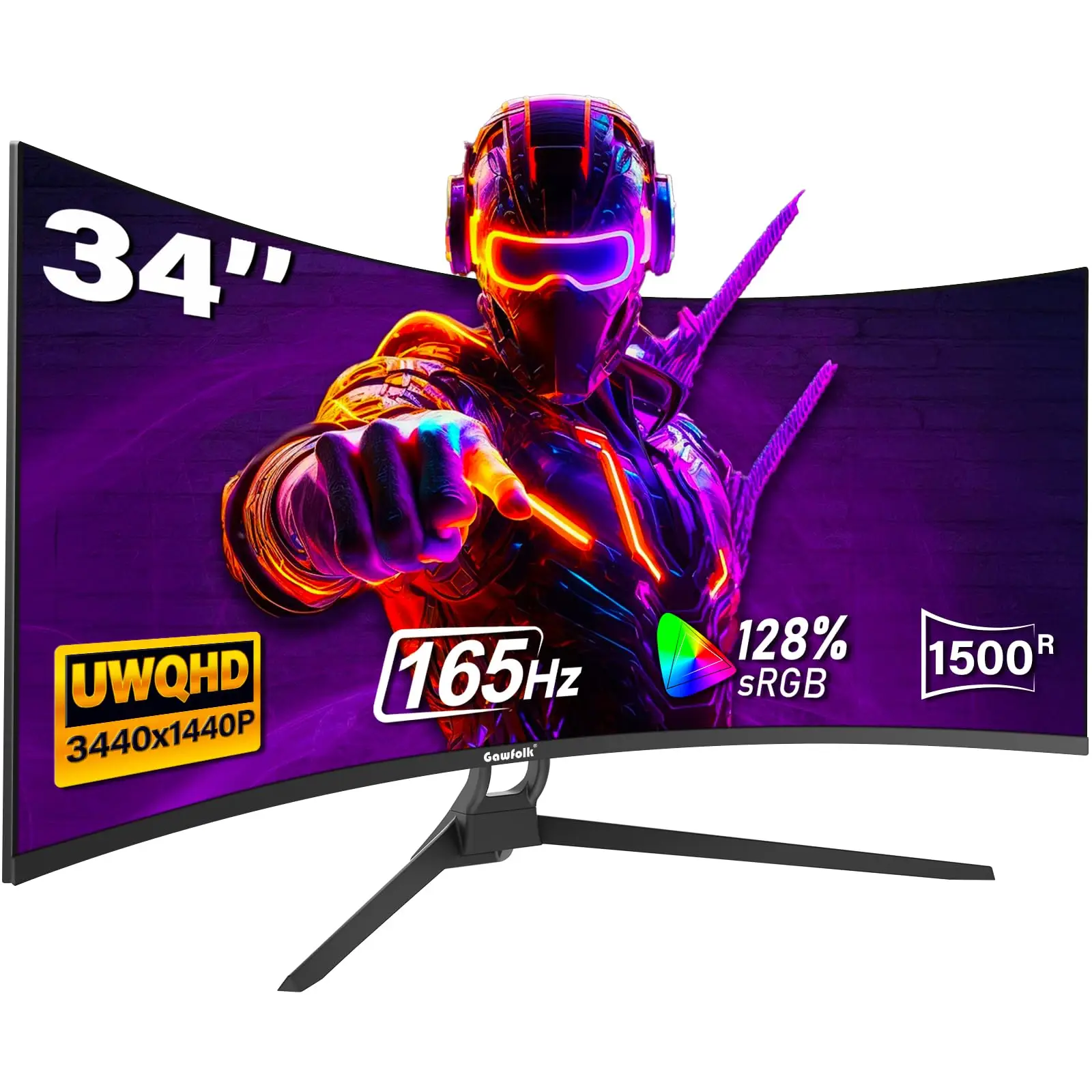 34" Curved Gaming Monitor, IPS WQHD(3440x1440P) 165Hz 1500R 21:9 UltraWide PC Display, 128% sRGB, AMD FreeSync, Blue Light Filte
34" Curved Gaming Monitor, IPS WQHD(3440x1440P) 165Hz 1500R 21:9 UltraWide PC Display, 128% sRGB, AMD FreeSync, Blue Light Filte