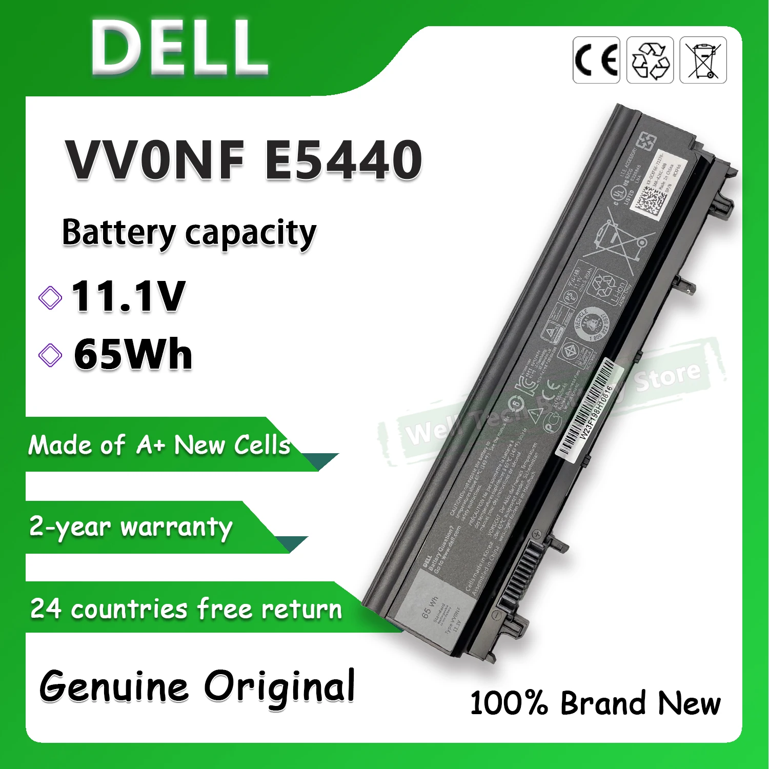 Original Brand New 11.1V 65Wh VV0NF E5440 Laptop Battery For DELL Latitude E5440 Series 14 Series 14 5000 Series
Original Brand New 11.1V 65Wh VV0NF E5440 Laptop Battery For DELL Latitude E5440 Series 14 Series 14 5000 Series