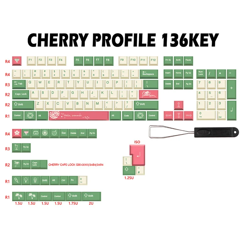 Happy Summer Keycaps 136 Keys/Set Cherry Profile PBT Dye Subbed For Mechanical Gaming Keyboard
Happy Summer Keycaps 136 Keys/Set Cherry Profile PBT Dye Subbed For Mechanical Gaming Keyboard