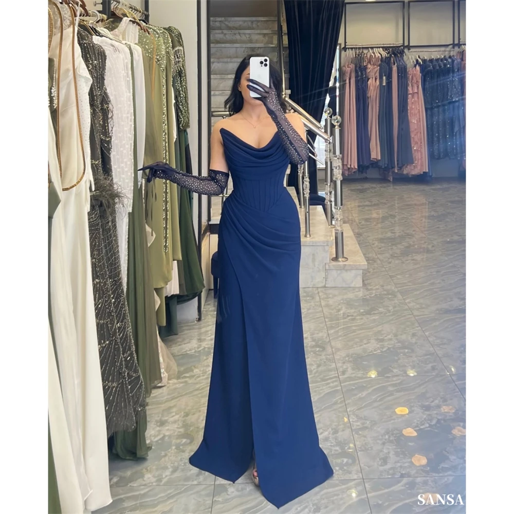 Sansa Customized Navy Blue Strapless Pleated Mermaid Prom Dress Sleeveless Vestidos De Noche Floor-Length Formal Evening 2026
Sansa Customized Navy Blue Strapless Pleated Mermaid Prom Dress Sleeveless Vestidos De Noche Floor-Length Formal Evening 2026