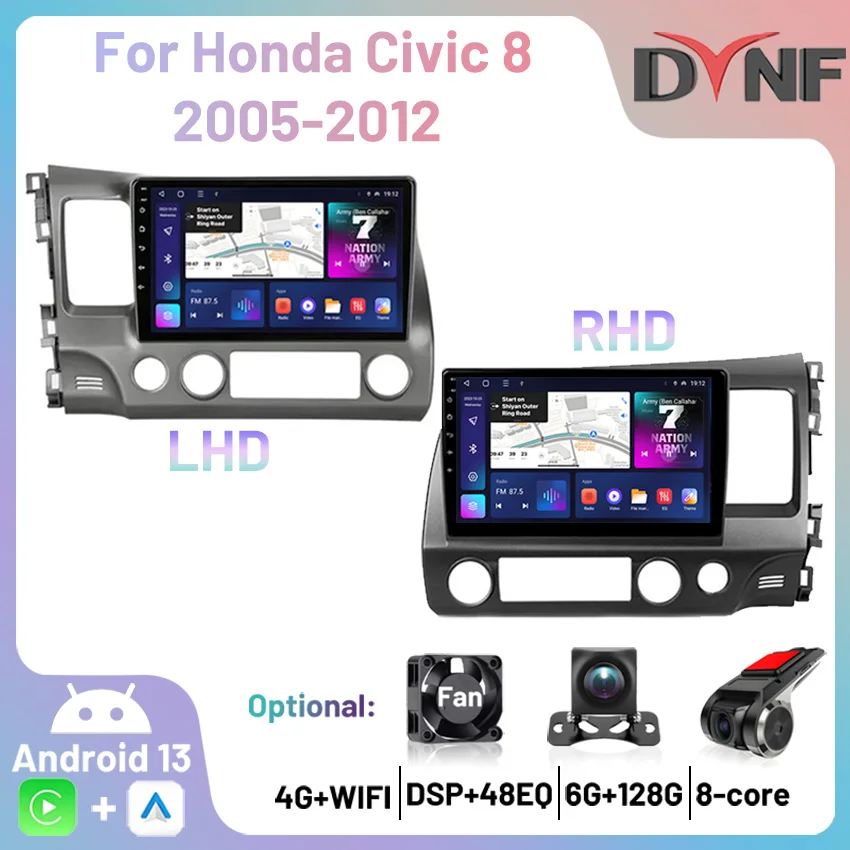 Car Bluetooth Radio Android Carplay Multimedia Player GPS Navigation Autoradio For Honda Civic 8 2005 2006 2007 2008 2009-2012
Car Bluetooth Radio Android Carplay Multimedia Player GPS Navigation Autoradio For Honda Civic 8 2005 2006 2007 2008 2009-2012