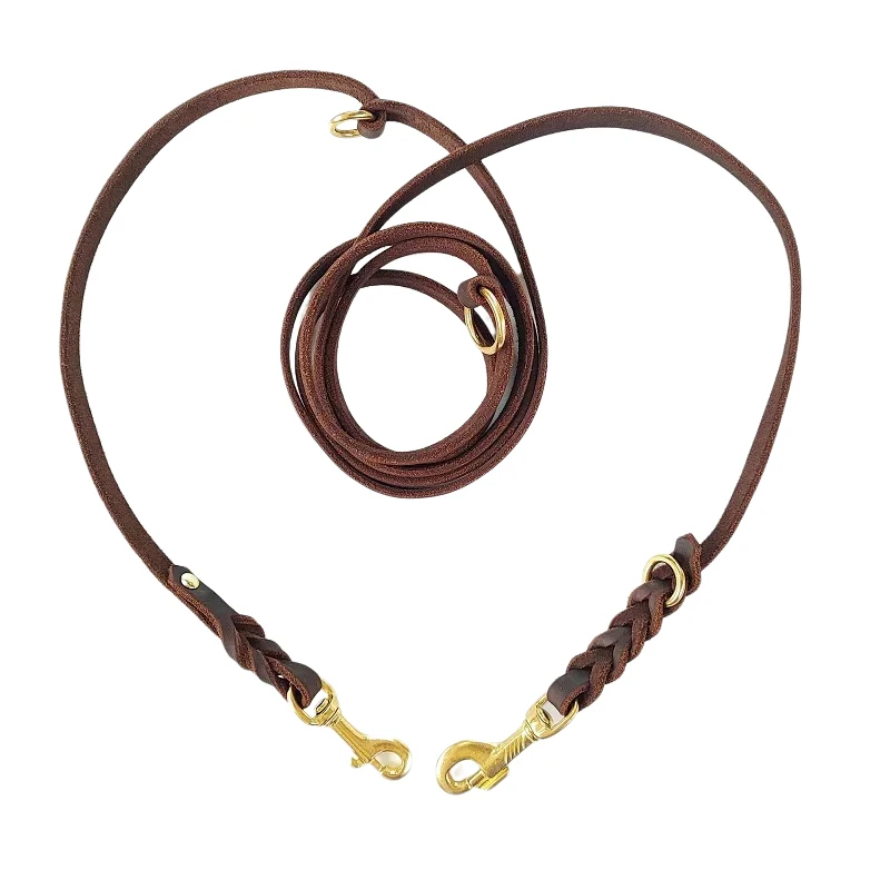 Two big Dog Leash Braided Real Leather Double Leashes P chain Collar Multifunctional Long Short Large Dog Walking Training Lead
Two big Dog Leash Braided Real Leather Double Leashes P chain Collar Multifunctional Long Short Large Dog Walking Training Lead