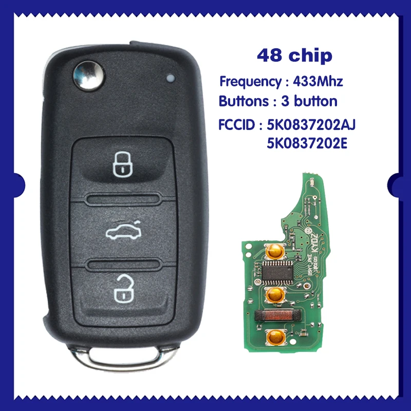 5K0837202AJ/ 5K0837202E For VW Golf Caddy Beetle Polo Jetta 48Chip 434mhz CN001060
5K0837202AJ/ 5K0837202E For VW Golf Caddy Beetle Polo Jetta 48Chip 434mhz CN001060
