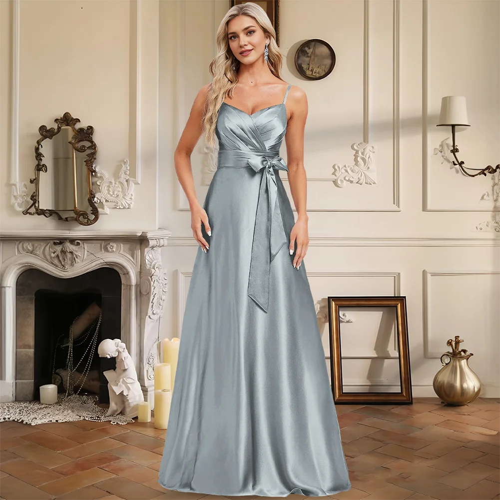 Luxury A-Line Stretch Satin Bridesmaid Dresses Floor-Length V-Neck Spaghetti Straps Belt Sash Wedding Party Evening Cocktail
Luxury A-Line Stretch Satin Bridesmaid Dresses Floor-Length V-Neck Spaghetti Straps Belt Sash Wedding Party Evening Cocktail