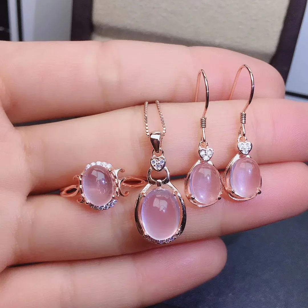 Girls Natural Pink Crystal Hibiscus Stone Gemstone Necklace Pendant Ring Earring Set 925 Pure Silver Plated Rose Gold Party Gift
Girls Natural Pink Crystal Hibiscus Stone Gemstone Necklace Pendant Ring Earring Set 925 Pure Silver Plated Rose Gold Party Gift