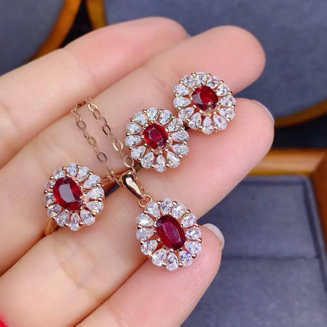 KJJEAXCMY Boutique Jewelry Women's Set 925 Pure Silver Natural Ruby Ring Pendant Necklace Earrings Wedding Party Birthday Gift
KJJEAXCMY Boutique Jewelry Women's Set 925 Pure Silver Natural Ruby Ring Pendant Necklace Earrings Wedding Party Birthday Gift