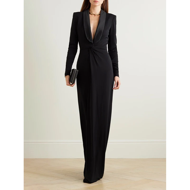 Tinaa Fashion Women's Solid Color Skinny Long Sleeves Deep V-Neck Maxi Dresses for Urban Simple Original Creation Party Occasion
Tinaa Fashion Women's Solid Color Skinny Long Sleeves Deep V-Neck Maxi Dresses for Urban Simple Original Creation Party Occasion