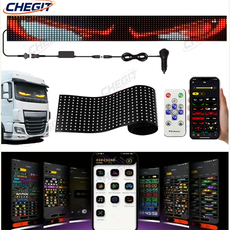 Truck eyes Matrix Pixel Panel Display Screen Flexible Car Graffiti Scrolling Text Animation Shop Reminder Light big truck Light
Truck eyes Matrix Pixel Panel Display Screen Flexible Car Graffiti Scrolling Text Animation Shop Reminder Light big truck Light