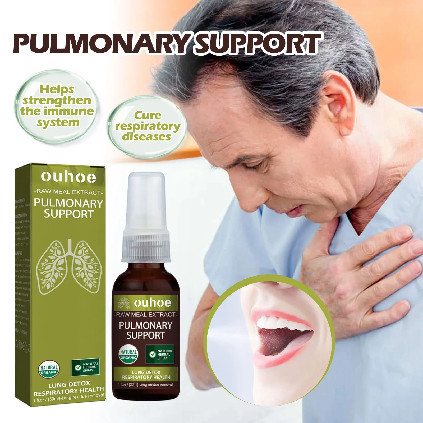 Ouhoe 30ml Herbal Oral Care Spray Lung Cleansing Relieve Itchy Cough Refreshing Throat Smooth Breath Detox Lung Oral Spray
Ouhoe 30ml Herbal Oral Care Spray Lung Cleansing Relieve Itchy Cough Refreshing Throat Smooth Breath Detox Lung Oral Spray