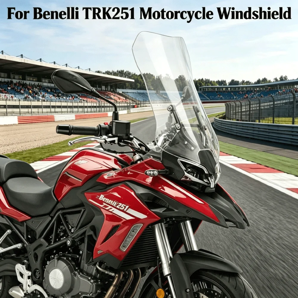 For Benelli TRK251 Motorcycle Heightened Widened Windshield, Durable Air Deflector Sun Rain Shield, Front Windscreen Modificatio
For Benelli TRK251 Motorcycle Heightened Widened Windshield, Durable Air Deflector Sun Rain Shield, Front Windscreen Modificatio