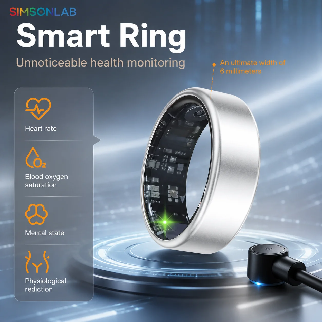 2026 Smart Ring Health Tracking High-capacity Battery IP68 Waterproof Real-Time Blood Oxygen Monitoring Lightweight Design
2026 Smart Ring Health Tracking High-capacity Battery IP68 Waterproof Real-Time Blood Oxygen Monitoring Lightweight Design