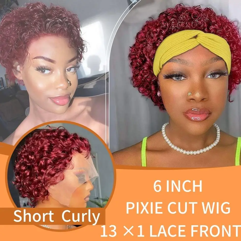 Pixie Cut Wigs Short Bob Curly Human Hair 13X1 Transparent Lace 99 J Burgundy Brazilian Deep Water Curly Human Hair Wig on Sale
Pixie Cut Wigs Short Bob Curly Human Hair 13X1 Transparent Lace 99 J Burgundy Brazilian Deep Water Curly Human Hair Wig on Sale
