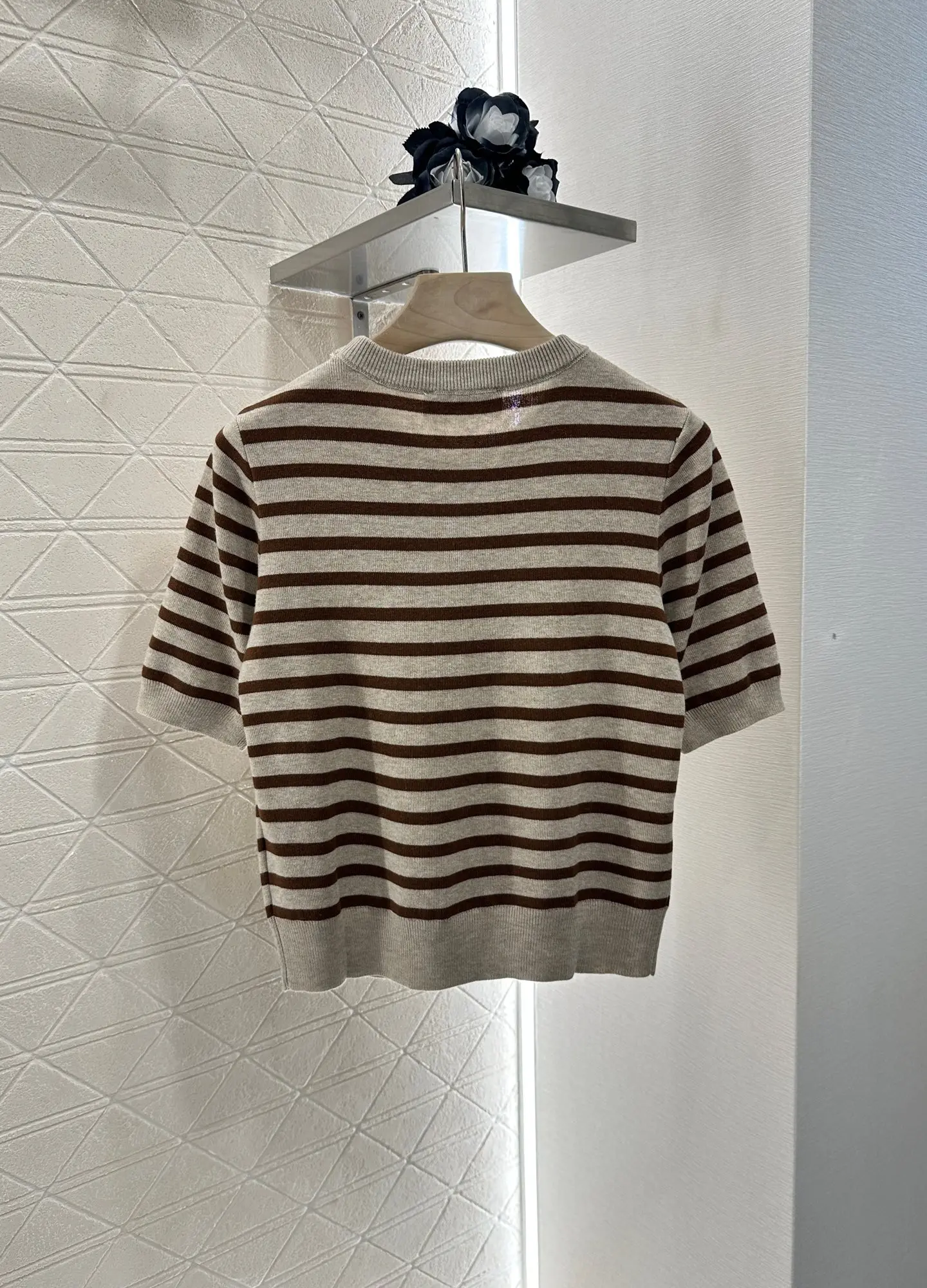 2025 Summer New Striped Knitted Short Sleeve Elastic Comfortable Round Neck WYY-70 
2025 Summer New Striped Knitted Short Sleeve Elastic Comfortable Round Neck WYY-70