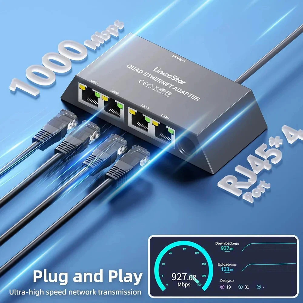 Multi Ports Ethernet Adapter for Starlink Gen 3/Mini for Wired External Network 4 Ports for Starlink Ethernet Adapter 1 to 4
Multi Ports Ethernet Adapter for Starlink Gen 3/Mini for Wired External Network 4 Ports for Starlink Ethernet Adapter 1 to 4