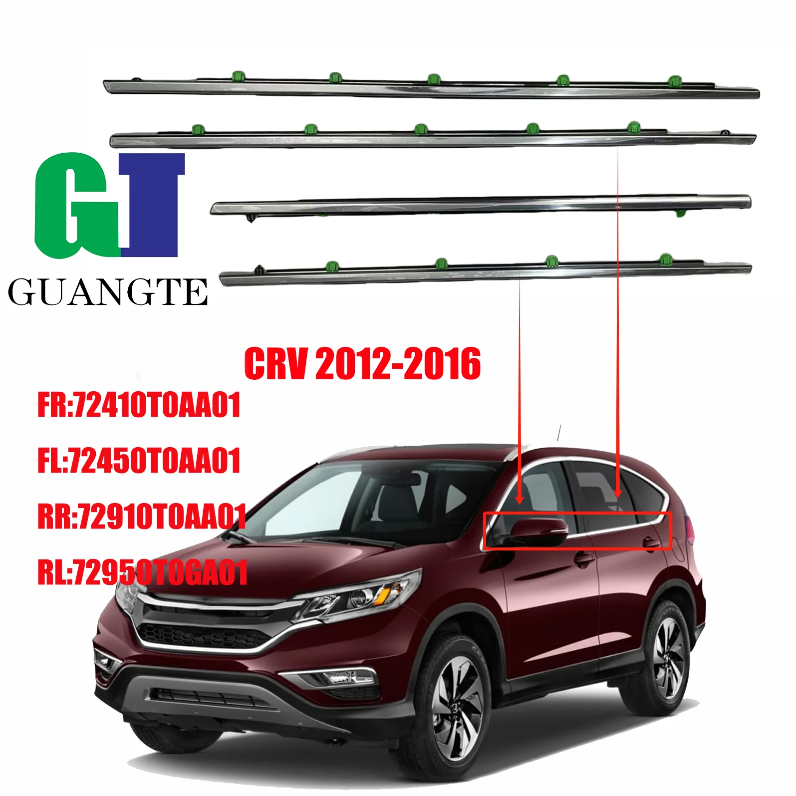 4PCS Car Chrome Window Weatherstrip Moulding Trim Seal Belt Outer 2012-2016 Honda CRV/CR-V 72950-T0G-A01 Window Glass Seal Belts
4PCS Car Chrome Window Weatherstrip Moulding Trim Seal Belt Outer 2012-2016 Honda CRV/CR-V 72950-T0G-A01 Window Glass Seal Belts