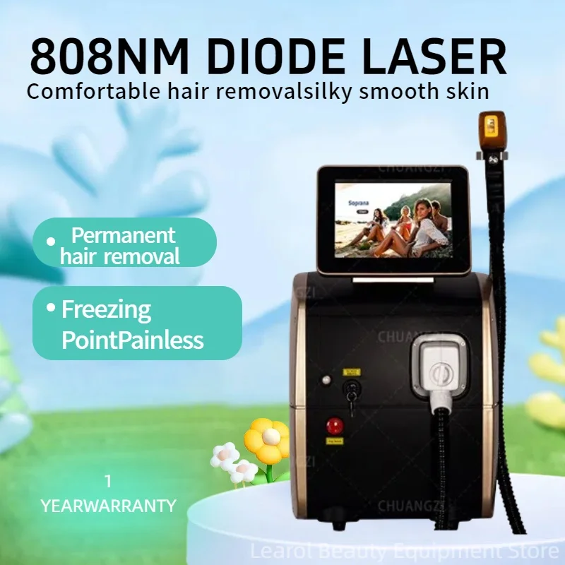 Portable 808nm Diode Laser Hair Removal Machine Ice Titanium Cooling Head Painless Permanent Hair Removal Device CE Approved.
Portable 808nm Diode Laser Hair Removal Machine Ice Titanium Cooling Head Painless Permanent Hair Removal Device CE Approved.