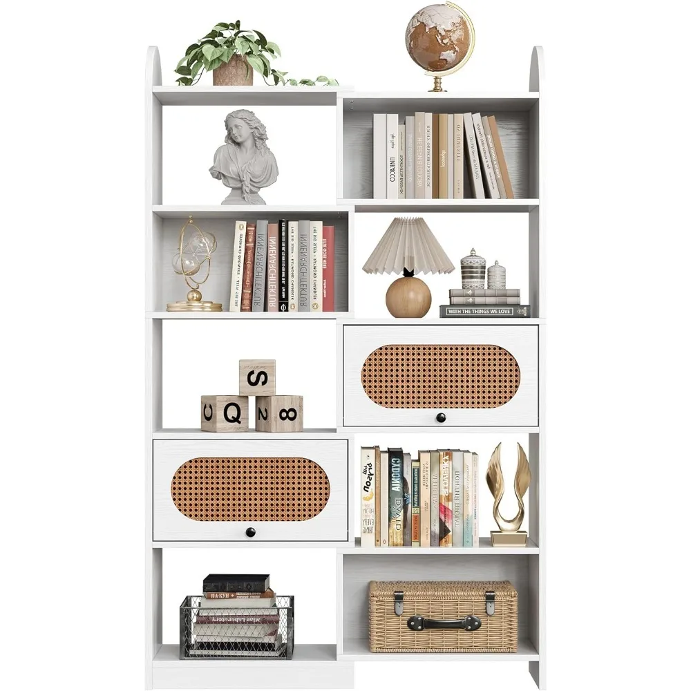 Bookshelf and Bookcase, 6 Tier 8 Cube Storage Shelf with 2 Rattan Flip-Up Cabinets, 43.3 Inch Organizer for Living Room
Bookshelf and Bookcase, 6 Tier 8 Cube Storage Shelf with 2 Rattan Flip-Up Cabinets, 43.3 Inch Organizer for Living Room