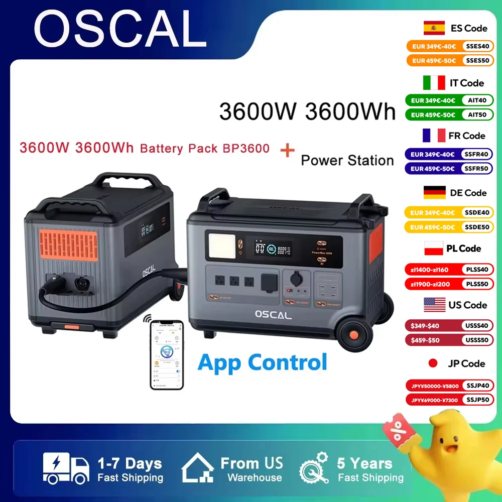Портативная электростанция Oscal с вилкой США PowerMax 3600 3600 Втч 110 В + аккумулятор BP3600 3600 Втч 14 выходных портов 5 режимов светодиодной подсветки BMS
Портативная электростанция Oscal с вилкой США PowerMax 3600 3600 Втч 110 В + аккумулятор BP3600 3600 Втч 14 выходных портов 5 режимов светодиодной подсветки BMS