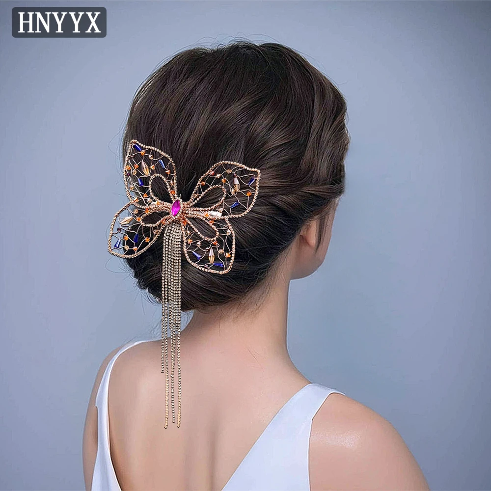 HNYYX Rhinestone Butterfly Hairpin Long Tassel Chain Crystal Hairpin For Women Fashion Hair Piece Wedding Party Accessories A65
HNYYX Rhinestone Butterfly Hairpin Long Tassel Chain Crystal Hairpin For Women Fashion Hair Piece Wedding Party Accessories A65