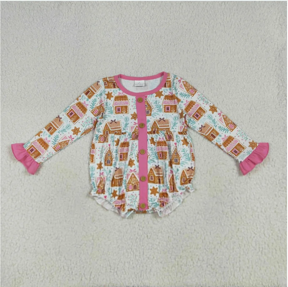 Long Sleeve Girl Bubble Oneises LR2282 Candy House Print Baby Girls Christmas Romper
Long Sleeve Girl Bubble Oneises LR2282 Candy House Print Baby Girls Christmas Romper