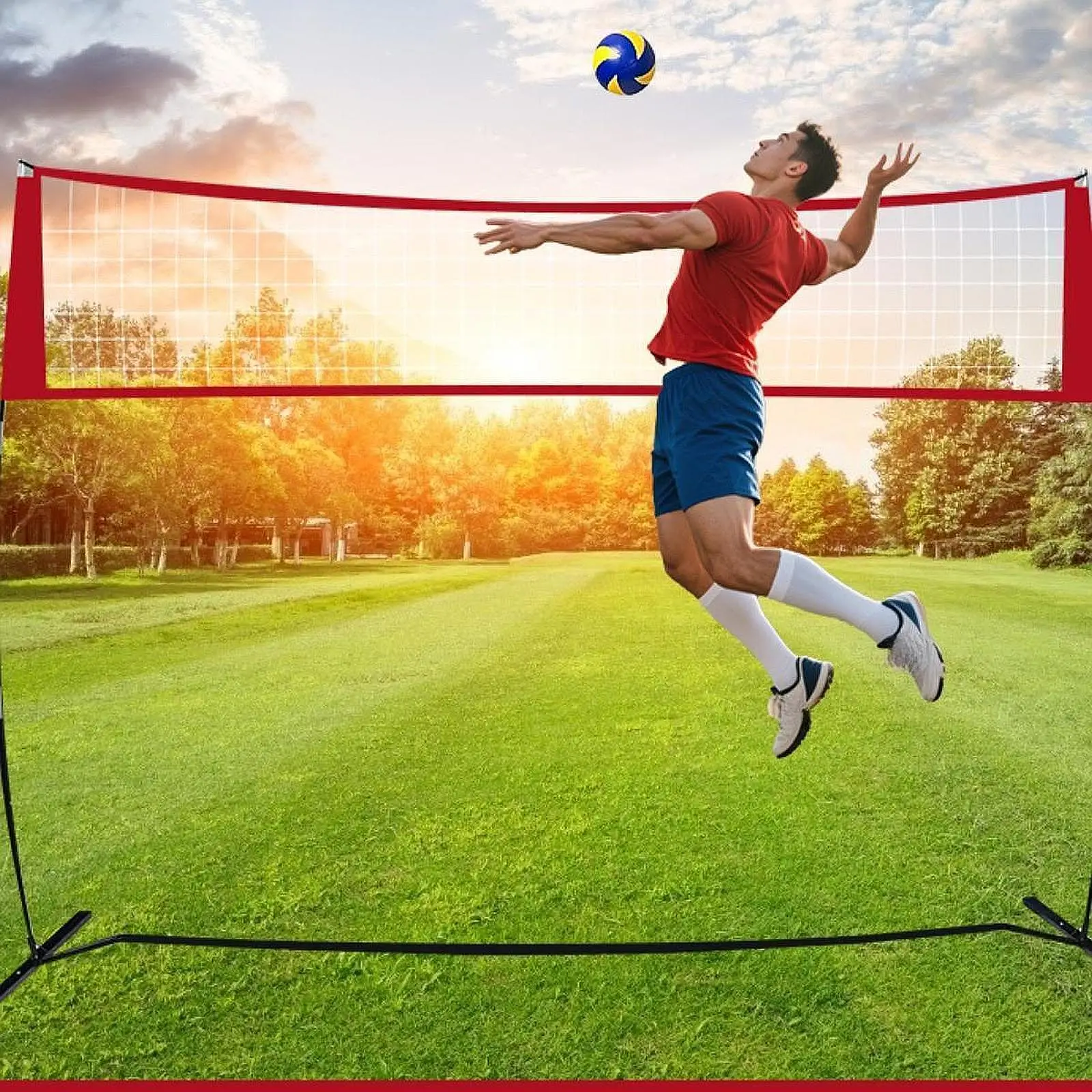 Volleyball Training Net Adjustable Height Freestanding Practice Net with Carry Bag Hitting Serving Drills for Outdoor Solo Team
Volleyball Training Net Adjustable Height Freestanding Practice Net with Carry Bag Hitting Serving Drills for Outdoor Solo Team