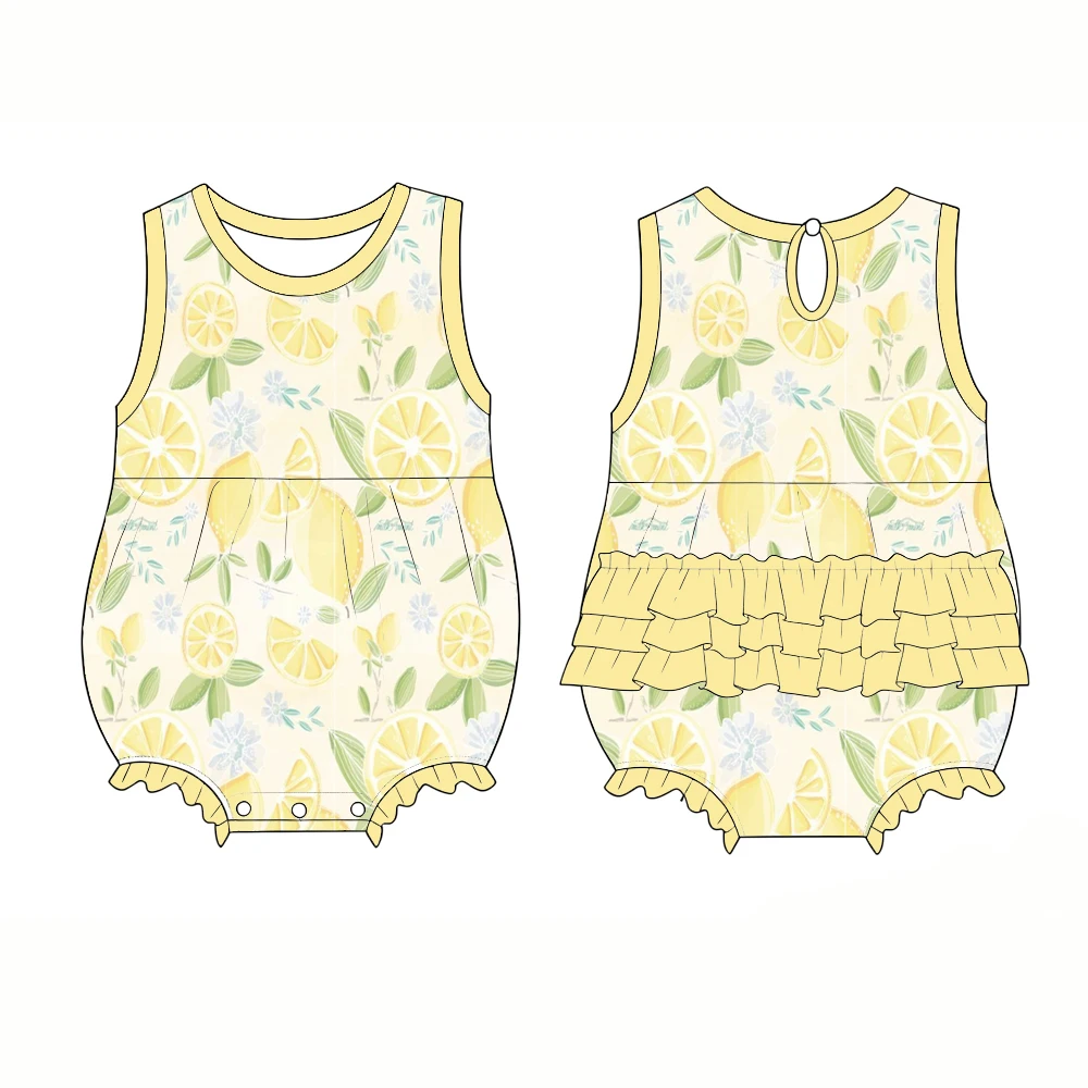 Boutique Children's Round neck short jumpsuit buttons 3-layer ruffle fruit flowers print Toddler clothing custom wholesale
Boutique Children's Round neck short jumpsuit buttons 3-layer ruffle fruit flowers print Toddler clothing custom wholesale