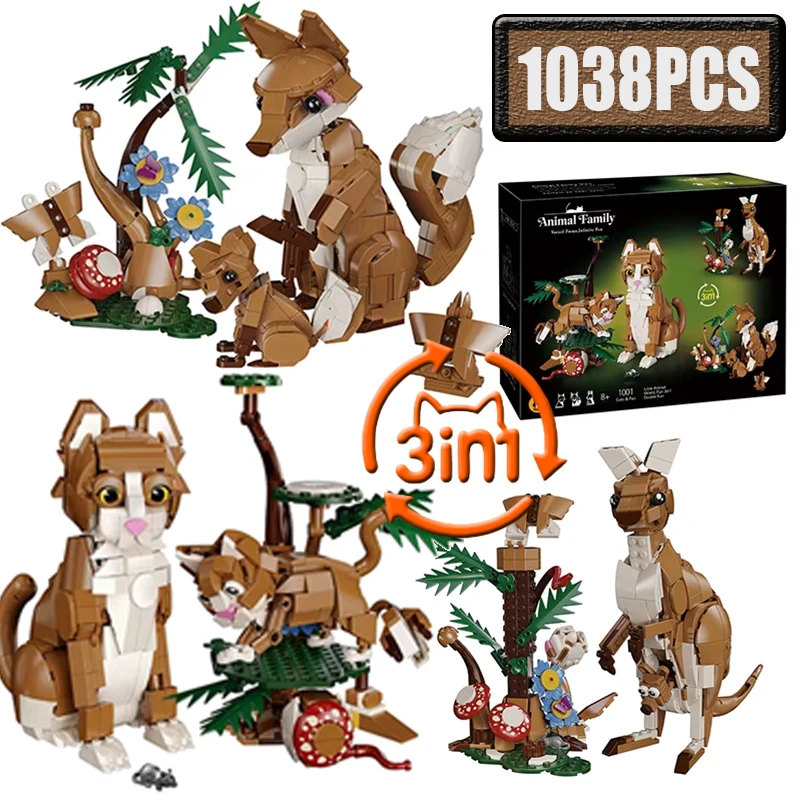 MOC 1038PCS Animal Home Building Blocks Set 3 in 1 Kangaroo Cat Fox DIY Assembly Puzzle Toy Creative Birthday Gift for Kids
MOC 1038PCS Animal Home Building Blocks Set 3 in 1 Kangaroo Cat Fox DIY Assembly Puzzle Toy Creative Birthday Gift for Kids