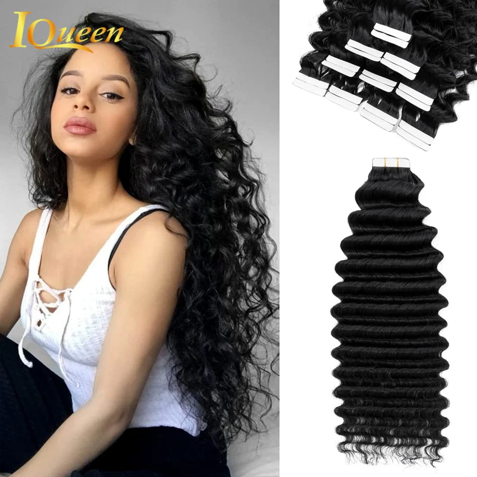 Deep Wave Tape In Extensions Human Hair 100% Real Remy Human Hair Skin Weft Adhesive Glue On for Woman Brazilian Salon Quality
Deep Wave Tape In Extensions Human Hair 100% Real Remy Human Hair Skin Weft Adhesive Glue On for Woman Brazilian Salon Quality