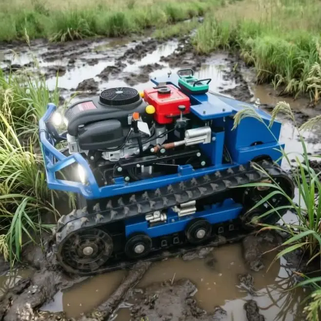 Industrial-Grade RC Tracked Lawn Mower 23HP 60° Slope Adaptability 800mm Cutting Width Smart Remote Control Lawn Mower for Outdo
Industrial-Grade RC Tracked Lawn Mower 23HP 60° Slope Adaptability 800mm Cutting Width Smart Remote Control Lawn Mower for Outdo