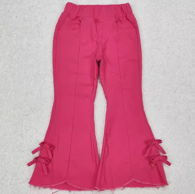 Children Boutique Pink Bell Bottom With Bows Each Sides Kids Girl Denim Pants girls Long pants jeans Clothing Sets
Children Boutique Pink Bell Bottom With Bows Each Sides Kids Girl Denim Pants girls Long pants jeans Clothing Sets