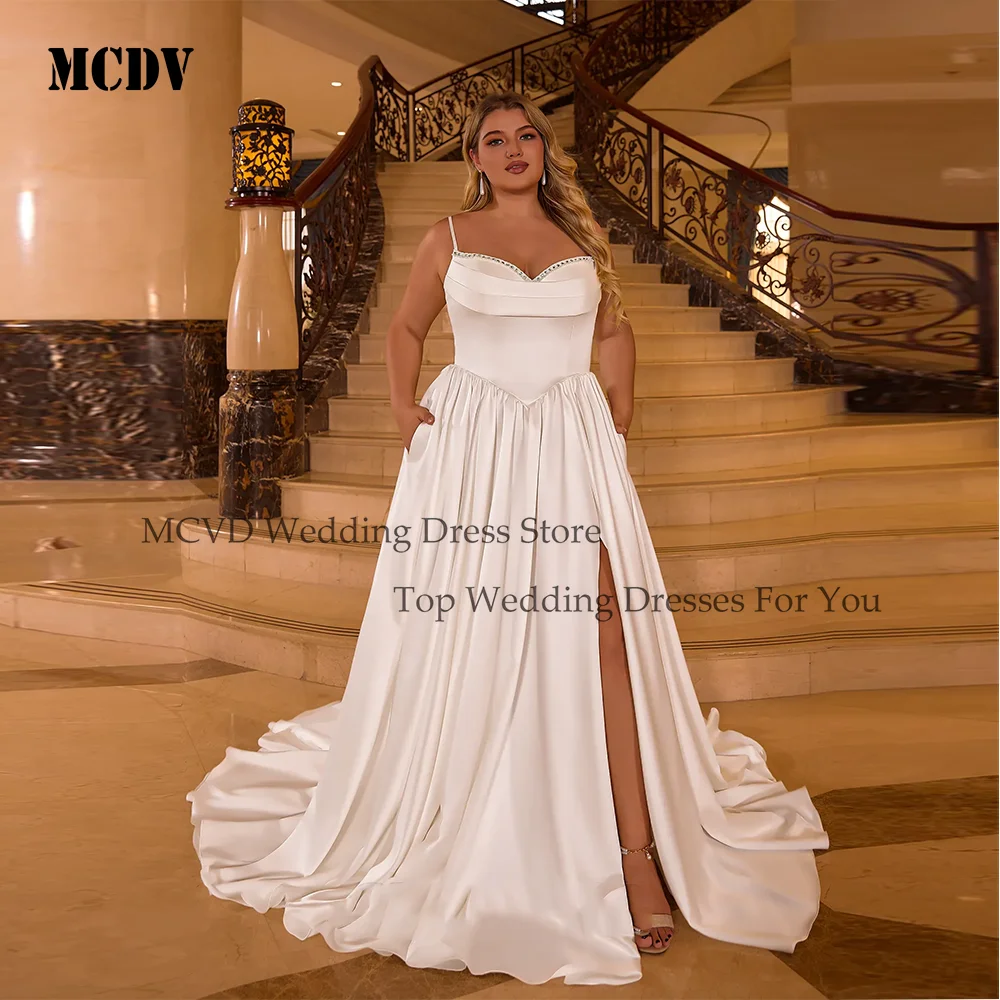 MCDV A-line Elegant Wedding Dresses Spaghetti Straps Split Bride Gown Backless Bride Dresses Bridal Dress Vestidos Customized
MCDV A-line Elegant Wedding Dresses Spaghetti Straps Split Bride Gown Backless Bride Dresses Bridal Dress Vestidos Customized
