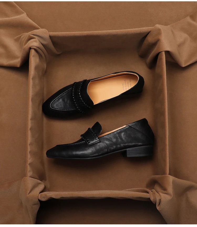 SHOEBOX Retro soft sheepskin one foot loafers, women's summer versatile commuting leather low coarse follow-up shoes
SHOEBOX Retro soft sheepskin one foot loafers, women's summer versatile commuting leather low coarse follow-up shoes