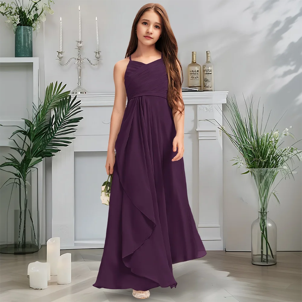 Luxurious V-Neck Junior Bridesmaid Dress Misty Jade Flower Girl Dress Floor-Length Chiffon With Cascading Ruffles Wedding Party
Luxurious V-Neck Junior Bridesmaid Dress Misty Jade Flower Girl Dress Floor-Length Chiffon With Cascading Ruffles Wedding Party
