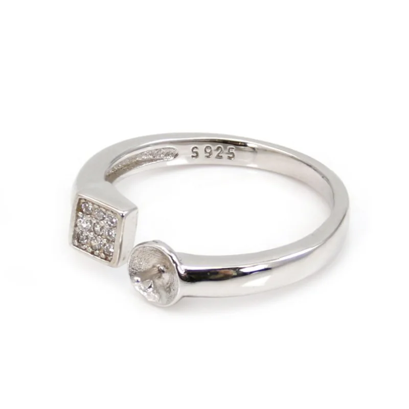925 Sterling Silver Women Ring Base Setting Platinum Plated Adjustable Micro Pave Zirconia 16mm Tray 5mm For Half Drilled Beads
925 Sterling Silver Women Ring Base Setting Platinum Plated Adjustable Micro Pave Zirconia 16mm Tray 5mm For Half Drilled Beads