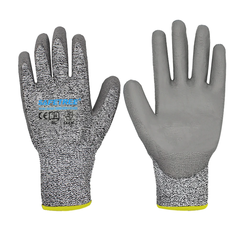 SAFETREE CE EN388 HPPE Liner PU Coated Level 5 PU Dipped Cut Resistant Gloves
SAFETREE CE EN388 HPPE Liner PU Coated Level 5 PU Dipped Cut Resistant Gloves