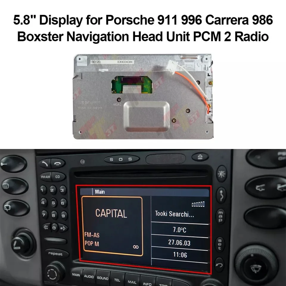 ЖК-дисплей приборной панели 5,8 дюйма для Porsche PCM 2.1 911 (996/997) и Boxster (986,987) навигации 
ЖК-дисплей приборной панели 5,8 дюйма для Porsche PCM 2.1 911 (996/997) и Boxster (986,987) навигации