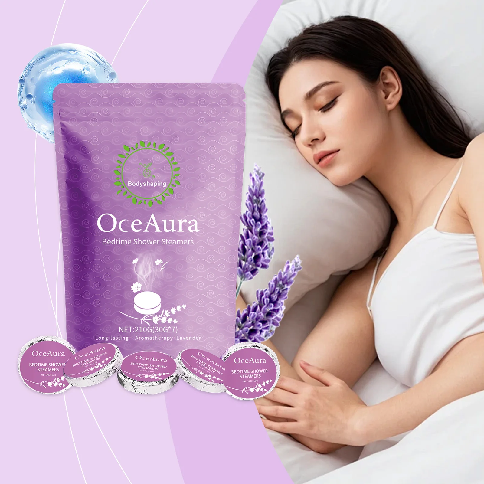 Oceaura 210g Lavender Shower Aromatherapy Tablets Relieve Fatigue Clean Dirt Moisturize Skin Lasting Fragrance Shower Steamers
Oceaura 210g Lavender Shower Aromatherapy Tablets Relieve Fatigue Clean Dirt Moisturize Skin Lasting Fragrance Shower Steamers