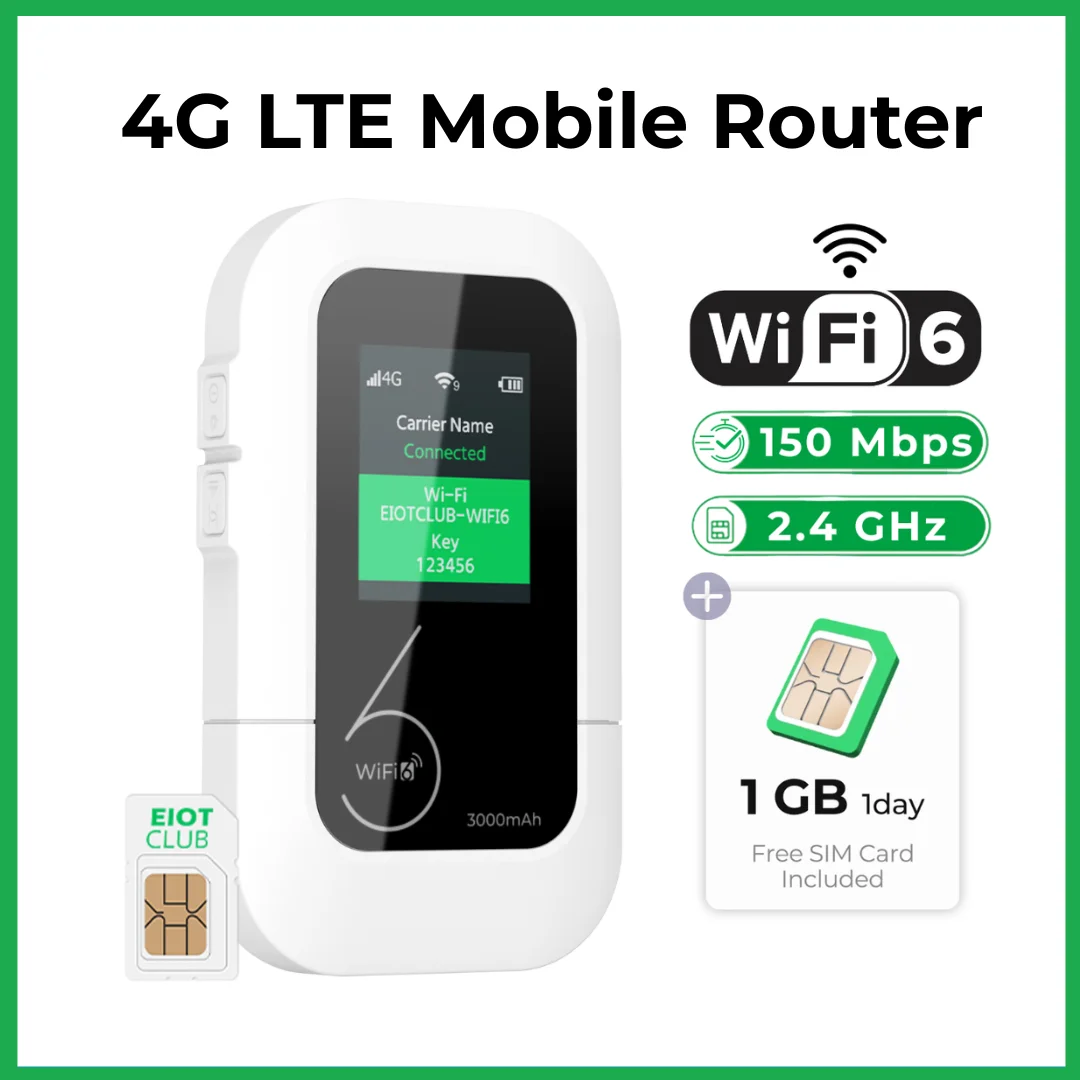 EIOTCLUB 4G LTE WiFi Router Portable Wireless WiFi 3000mAh Wireless Pocket Size Mobile Hotspot with SIM Card for Phone Travel and Business Trip
EIOTCLUB 4G LTE WiFi Router Portable Wireless WiFi 3000mAh Wireless Pocket Size Mobile Hotspot with SIM Card for Phone Travel and Business Trip