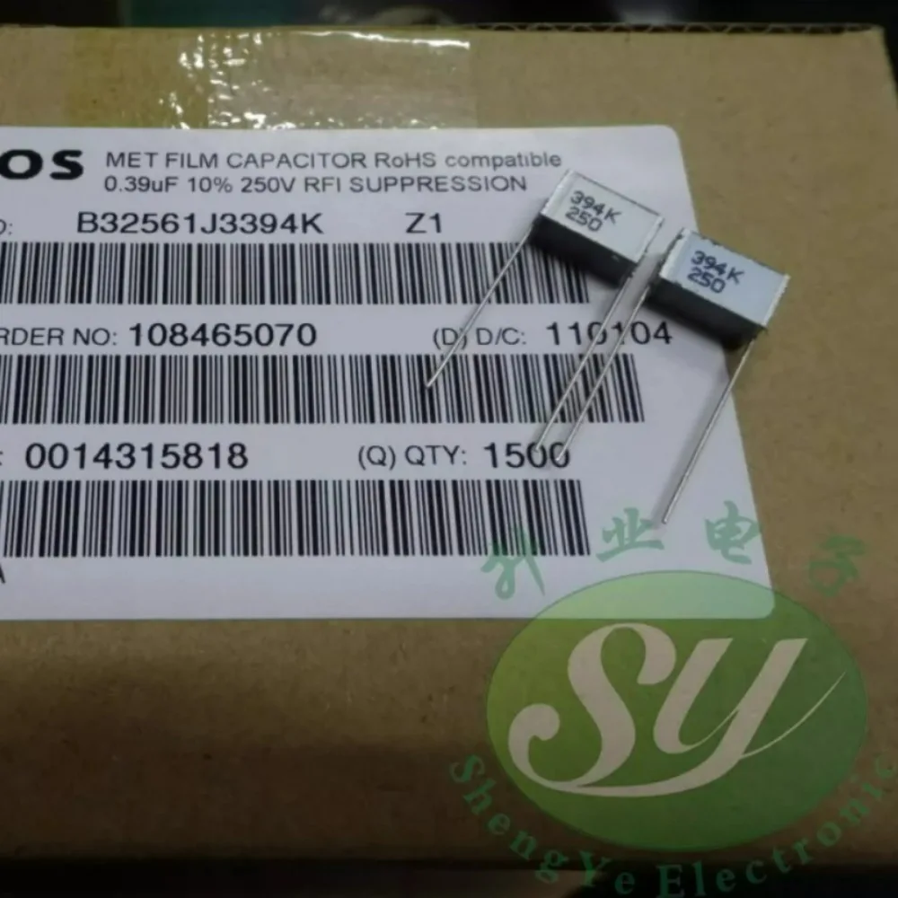 10pcs/lot EPCOS 0.39uf 250V 390nf u39 394 K Brand New 10mm Layered Capacitor B32561J3394K
10pcs/lot EPCOS 0.39uf 250V 390nf u39 394 K Brand New 10mm Layered Capacitor B32561J3394K