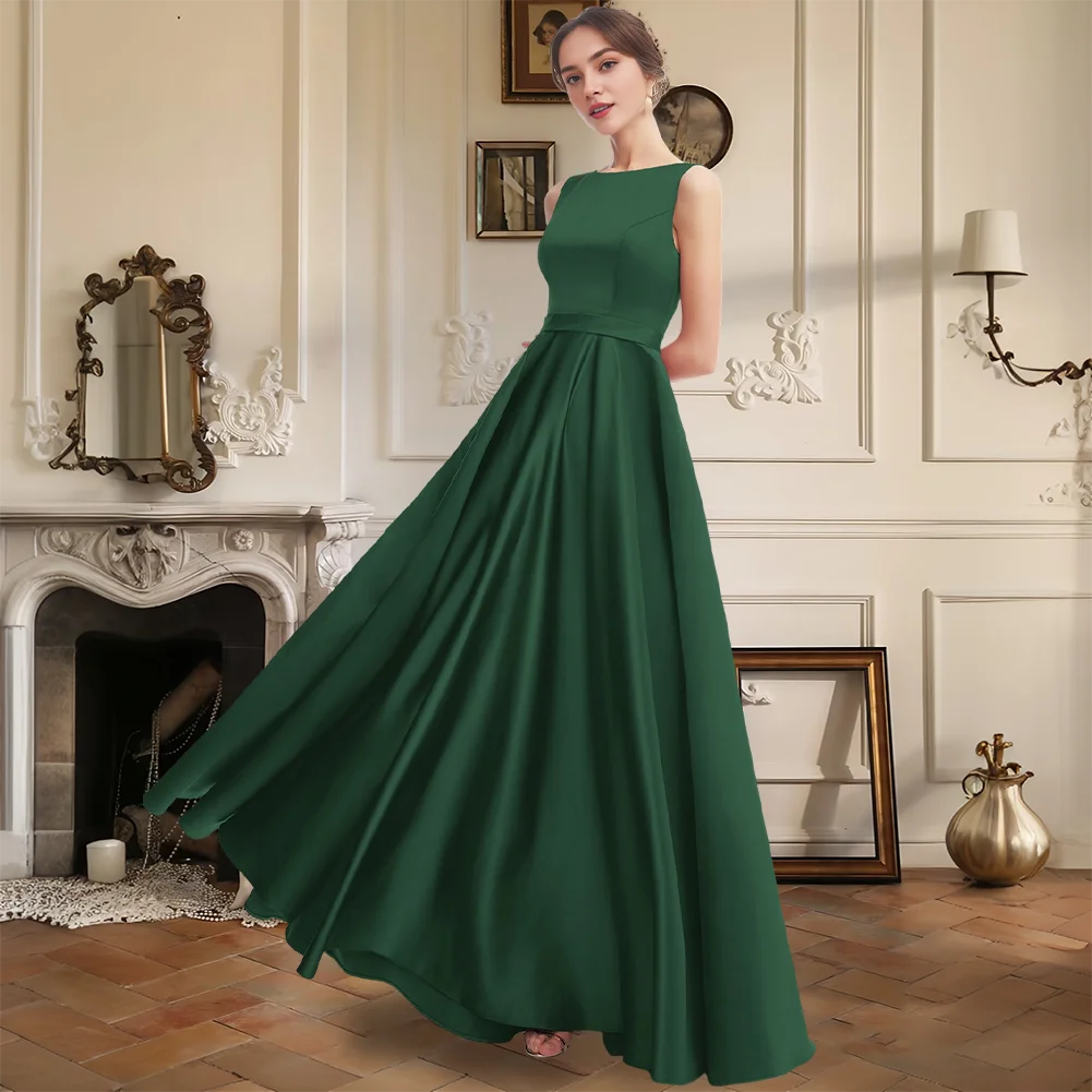 Elegant A-Line Floor-Length Satin Scoop Sleeveless Bridesmaid Dresses with Sophisticated Wedding Guest Evening Cocktail Party
Elegant A-Line Floor-Length Satin Scoop Sleeveless Bridesmaid Dresses with Sophisticated Wedding Guest Evening Cocktail Party