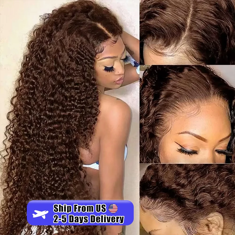 Chocolate Brown Deep Wave Human Hair Wig 13x6 Lace Front Water Curly Wave Wig 40 Inch Transparent Lace Frontal Wigs For Women
Chocolate Brown Deep Wave Human Hair Wig 13x6 Lace Front Water Curly Wave Wig 40 Inch Transparent Lace Frontal Wigs For Women