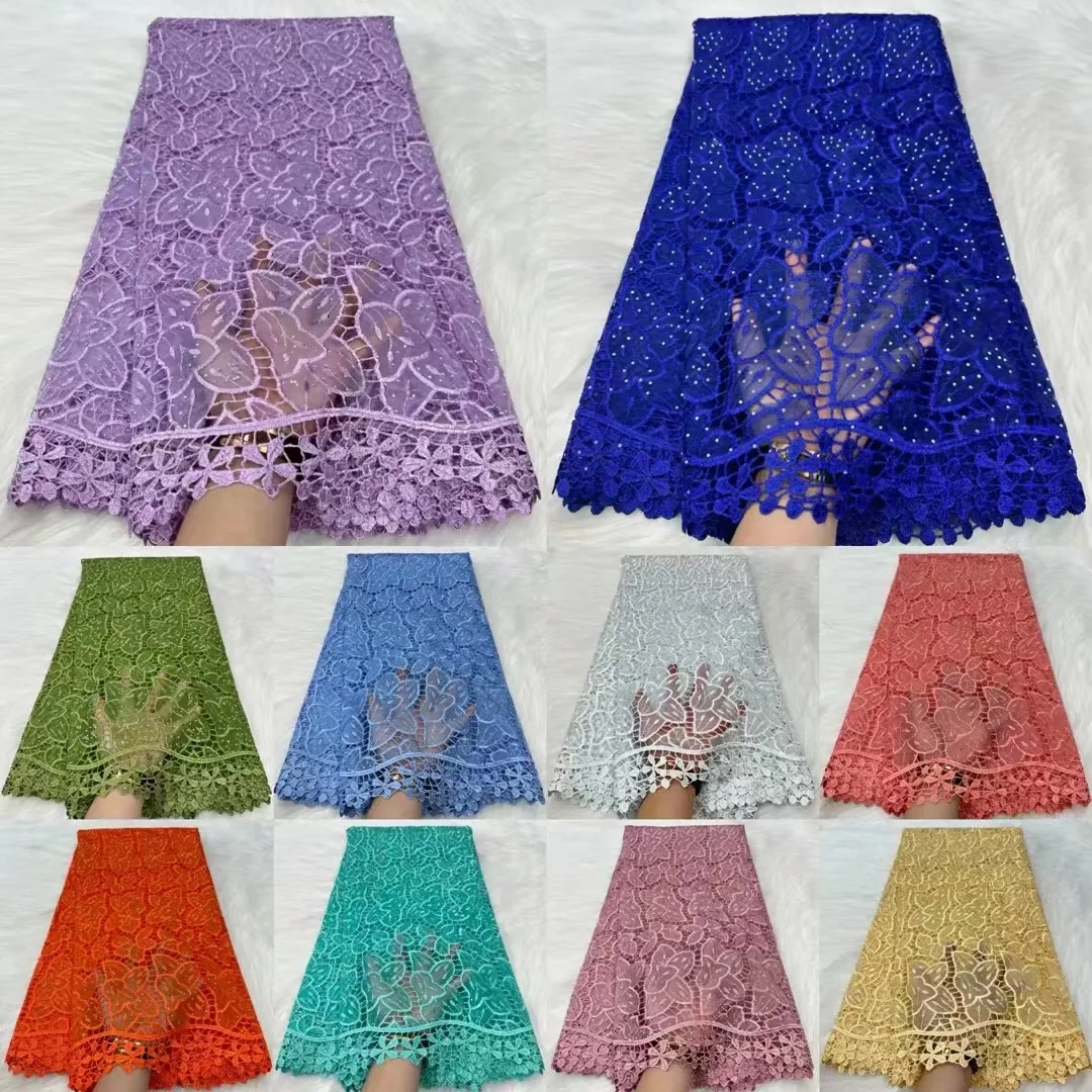 2025 Luxury African Organza Tulle Lace Fabric Stones Embroidery Guipure Lace French Lace Material 5yards Sewing For Evening Gown
2025 Luxury African Organza Tulle Lace Fabric Stones Embroidery Guipure Lace French Lace Material 5yards Sewing For Evening Gown