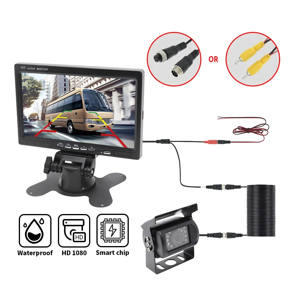 7-дюймовая камера заднего вида для грузовиков 9-36 В, монитор HD 1024x600, водонепроницаемый комплект заднего хода, универсальный для помощи при парковке с прицепом грузовика
7-дюймовая камера заднего вида для грузовиков 9-36 В, монитор HD 1024x600, водонепроницаемый комплект заднего хода, универсальный для помощи при парковке с прицепом грузовика 