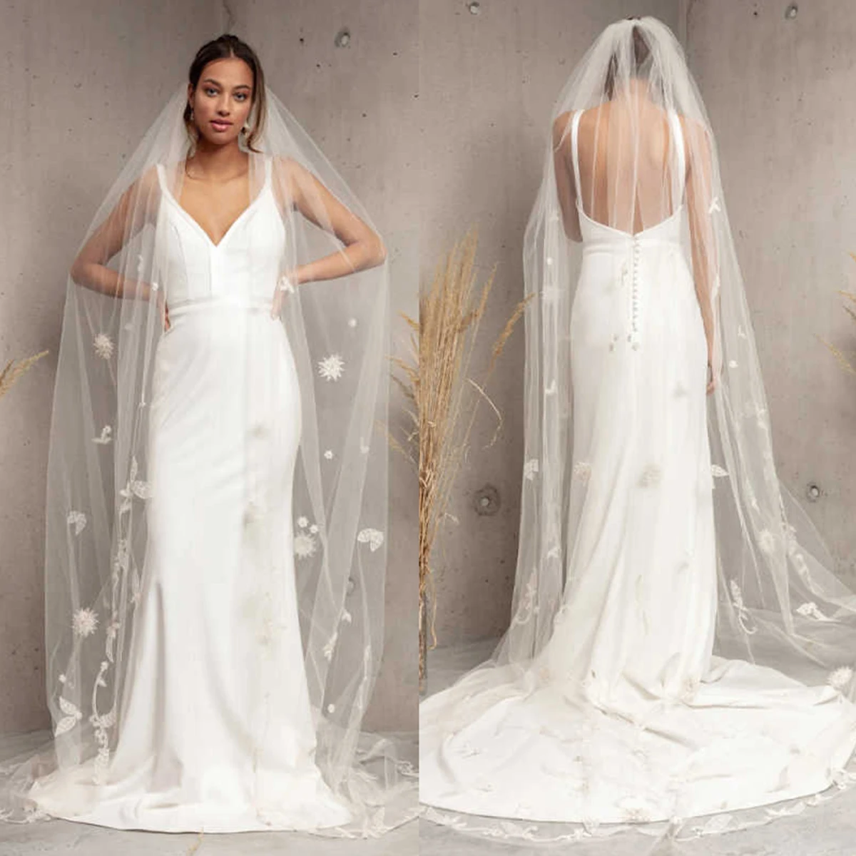 Luxury Long Bridal Veils Lace 3D Flowers Tulle Applique Bride Wedding Accessories Customized
Luxury Long Bridal Veils Lace 3D Flowers Tulle Applique Bride Wedding Accessories Customized