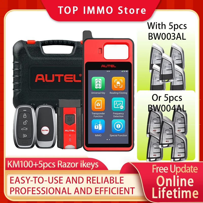 Autel MaxiIM KM100 Universal Key Generator Kit Plus 5pcs BW003AL or BW004AL Key Fob Programming Tool OBD IMMO Key Learning
Autel MaxiIM KM100 Universal Key Generator Kit Plus 5pcs BW003AL or BW004AL Key Fob Programming Tool OBD IMMO Key Learning