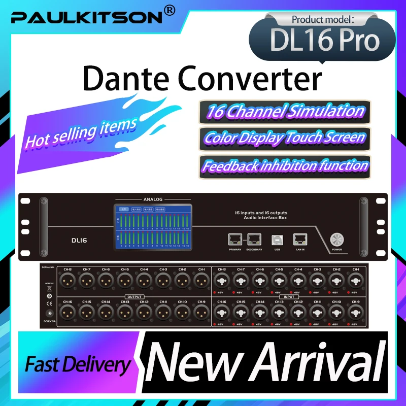 Paulkitson DL1616 Pro Dante Box Аудио Сетевая коробка передач поддерживает 16 аналоговых сбалансированных входов и выходов для аудиооборудования
Paulkitson DL1616 Pro Dante Box Аудио Сетевая коробка передач поддерживает 16 аналоговых сбалансированных входов и выходов для аудиооборудования