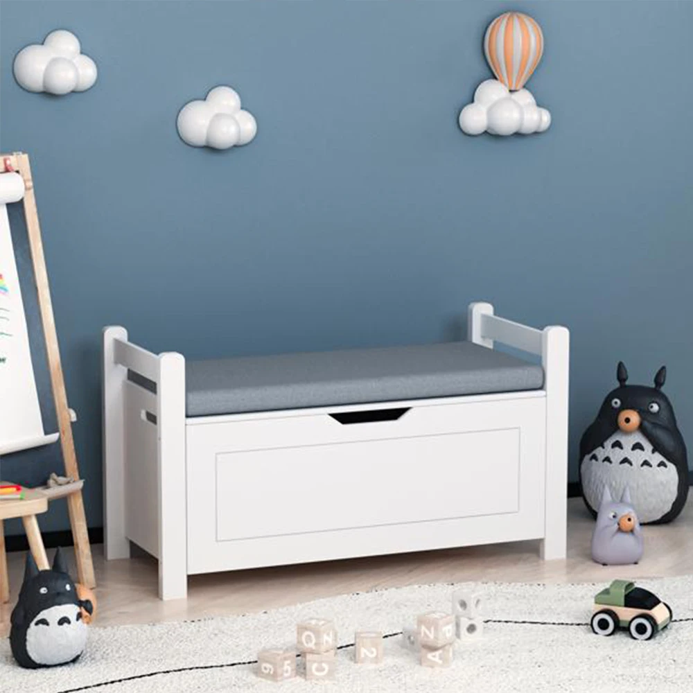 Kids Toy Box Chest, White Toy Box for Boys Girls, Large Storage Cabinet with Cushion Seat Bench/Flip-Top Lid/Safety Hinge
Kids Toy Box Chest, White Toy Box for Boys Girls, Large Storage Cabinet with Cushion Seat Bench/Flip-Top Lid/Safety Hinge