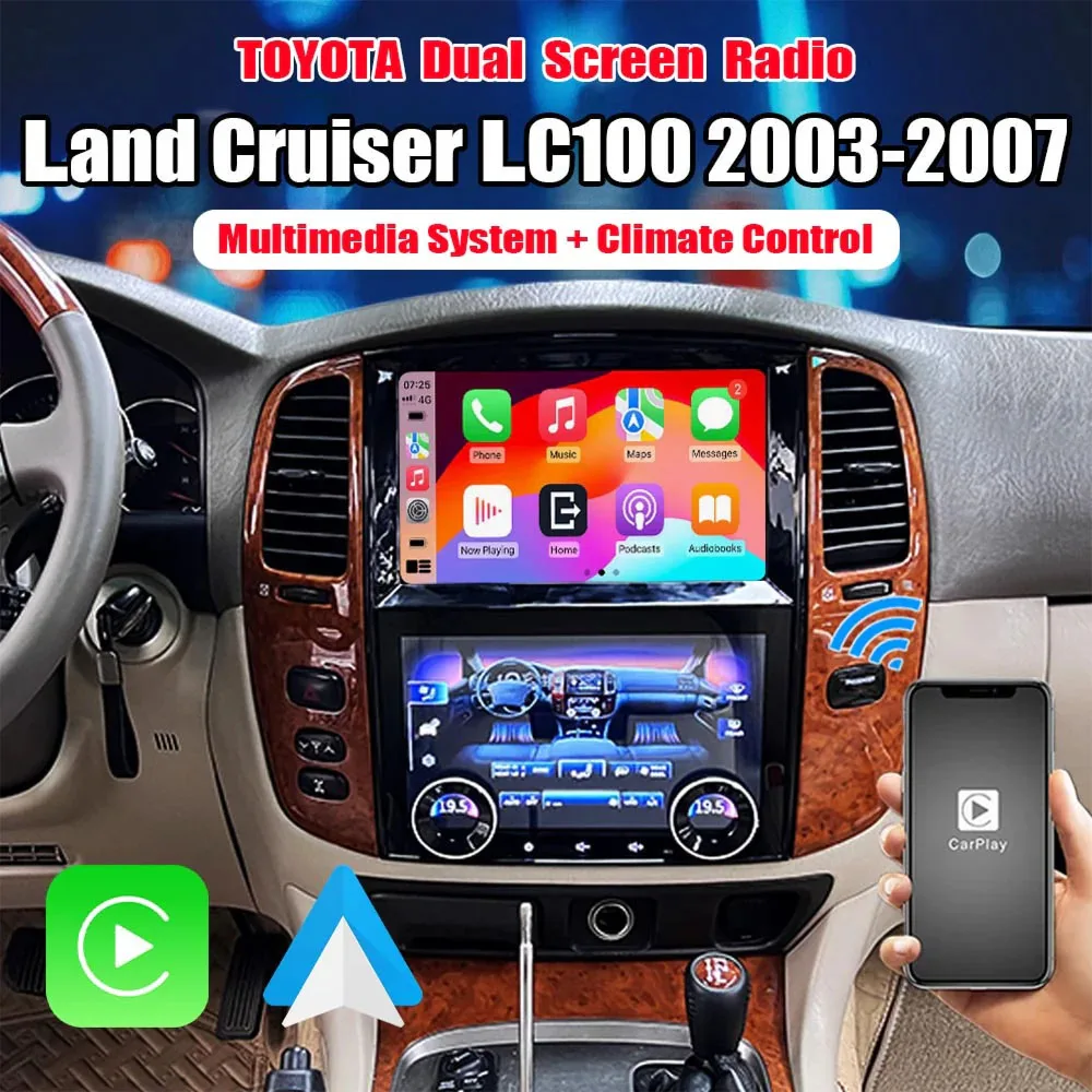 Для Toyota Land Cruiser 100 LC100/Lexus LX470 2002-2007: Автомагнитола Android с CarPlay, беспроводной мультимедийный видеоплеер
Для Toyota Land Cruiser 100 LC100/Lexus LX470 2002-2007: Автомагнитола Android с CarPlay, беспроводной мультимедийный видеоплеер