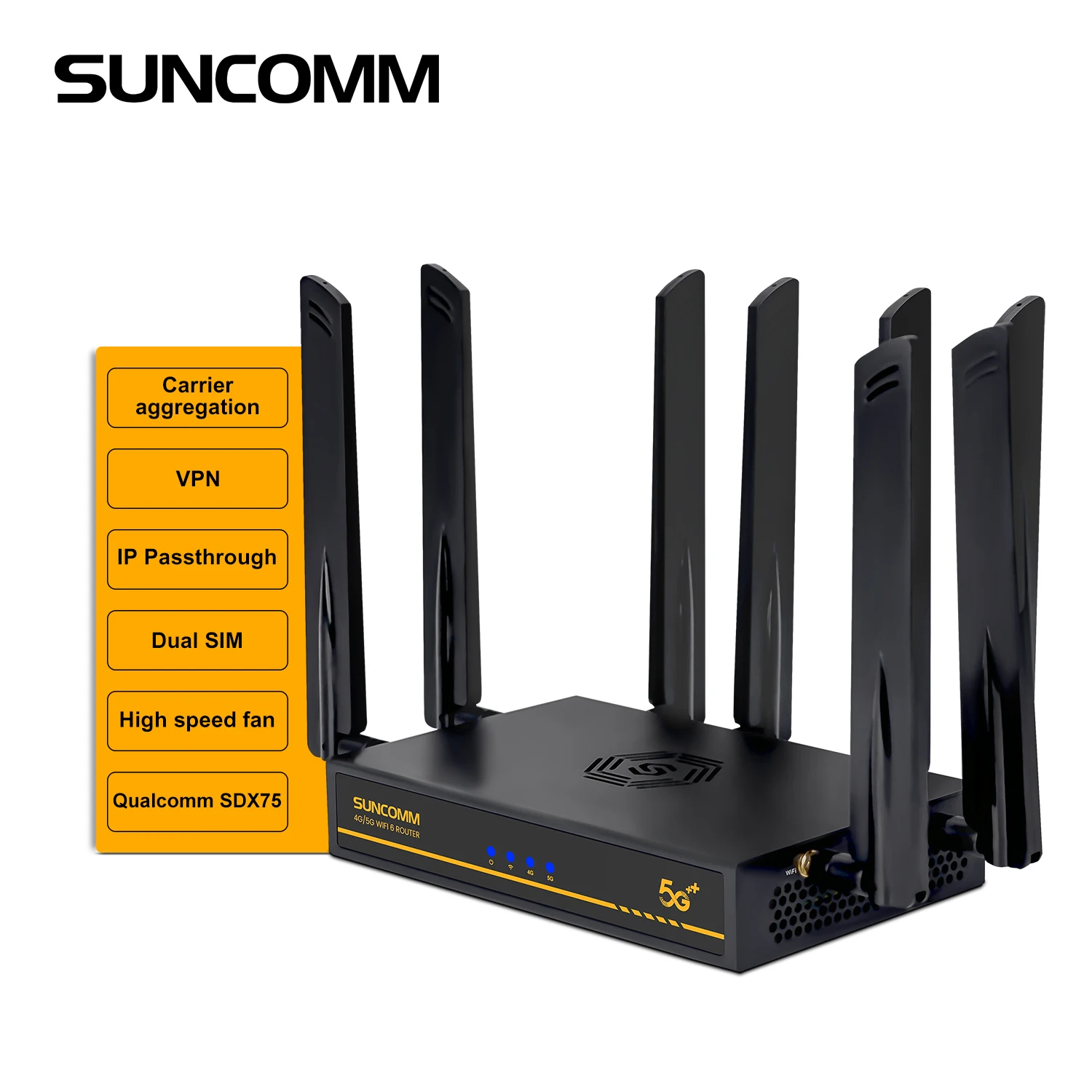 SUNCOMM O8 Ultra X75 5g Modem Router Dual SIM Card Slot 2.5G Network Interface Support Outdoor Antenna Fan Cooling 5g Router