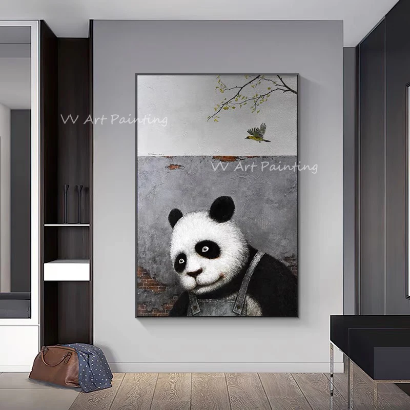 Картина маслом черно-серая панда ручной работы, картина на стену, художественная Настенная картина для гостиной, украшение для дома, подарок, 100% 
Картина маслом черно-серая панда ручной работы, картина на стену, художественная Настенная картина для гостиной, украшение для дома, подарок, 100%